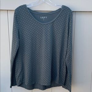 LOFT Women’s size L shirt. Gray with sparkly gold dots